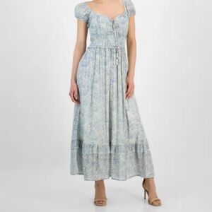 Elegant Blue Floral Maxi Dress